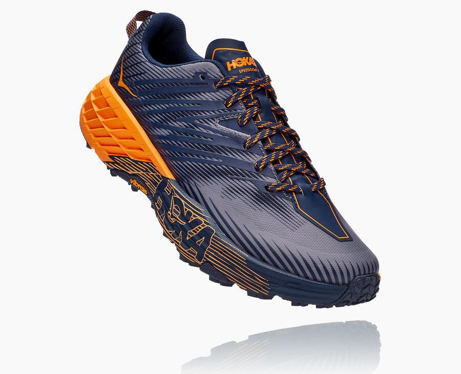 Trail Shoes Mens - Hoka One One Speedgoat 4 - Blue/Orange - CMDVZLP-24